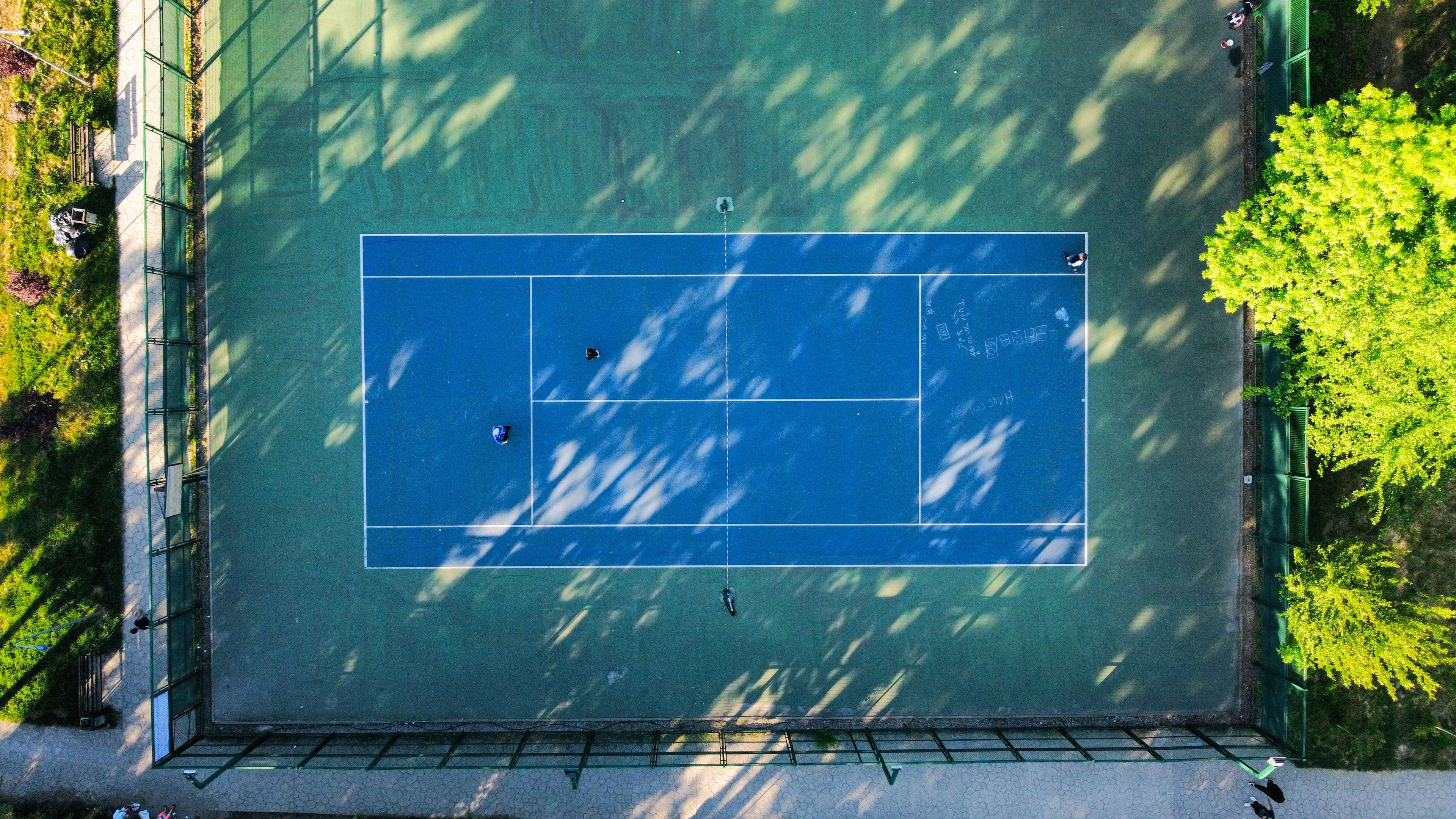 Tennis court aerial view