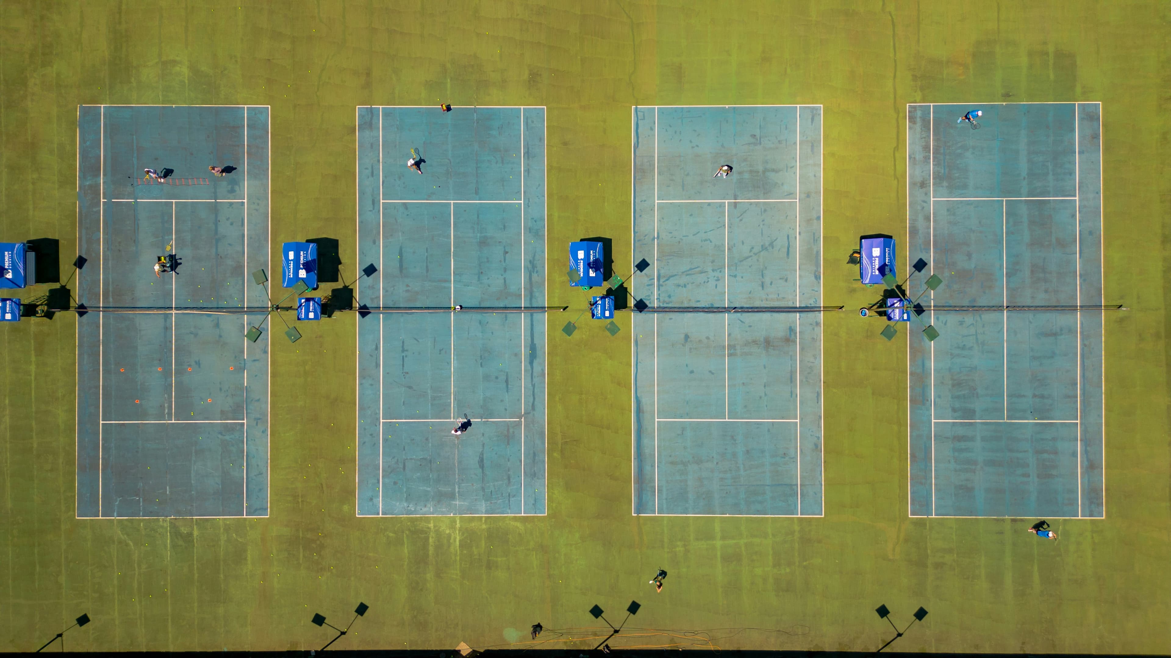 Aerial view of tennis academy courts